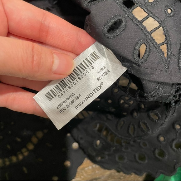 Sz XS Zara ZW Collection oversized embroidered black poplin shirt tunic - Picture 4 of 8